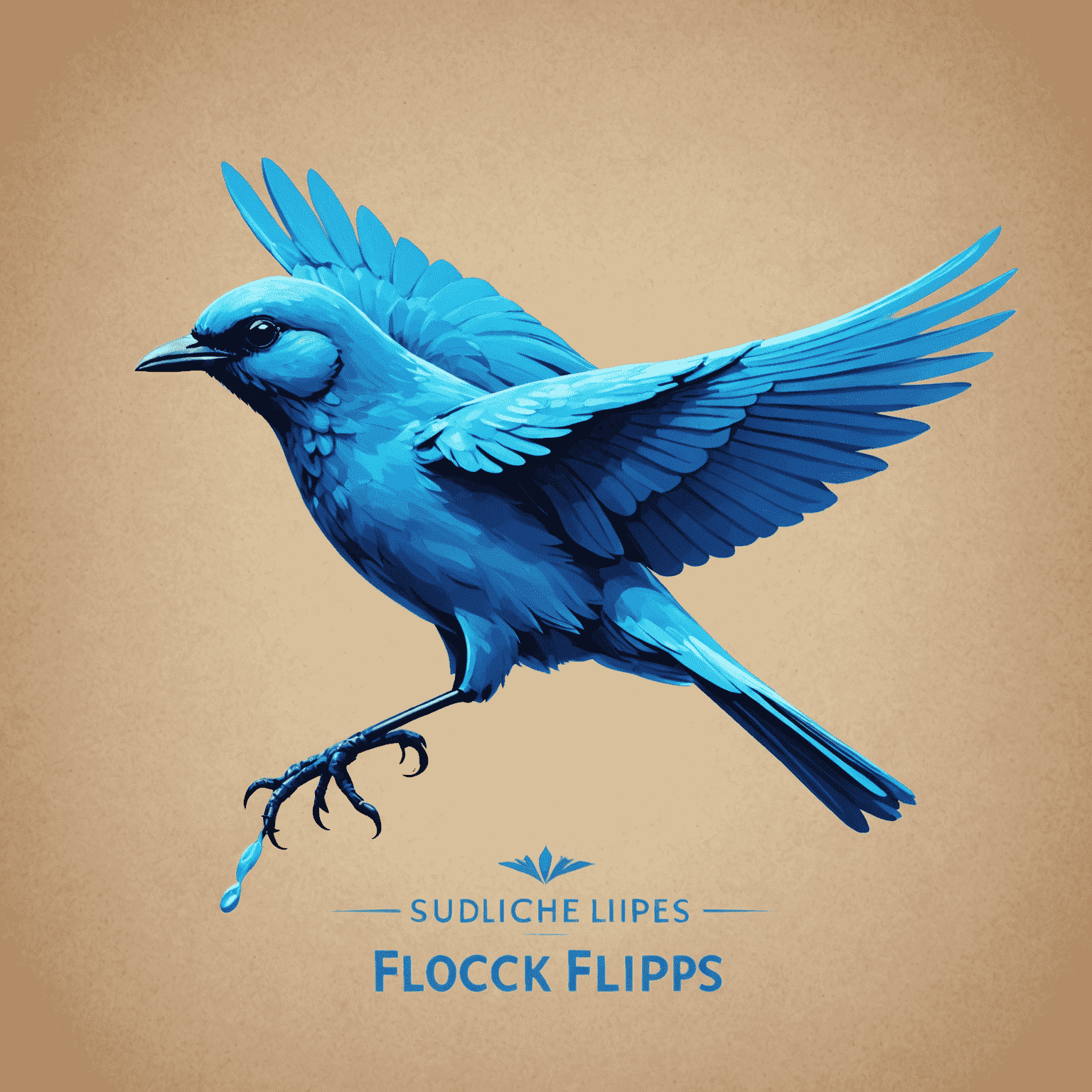 Flocklips.com logo - A stylized neon blue bird in flight with 'Flocklips' text