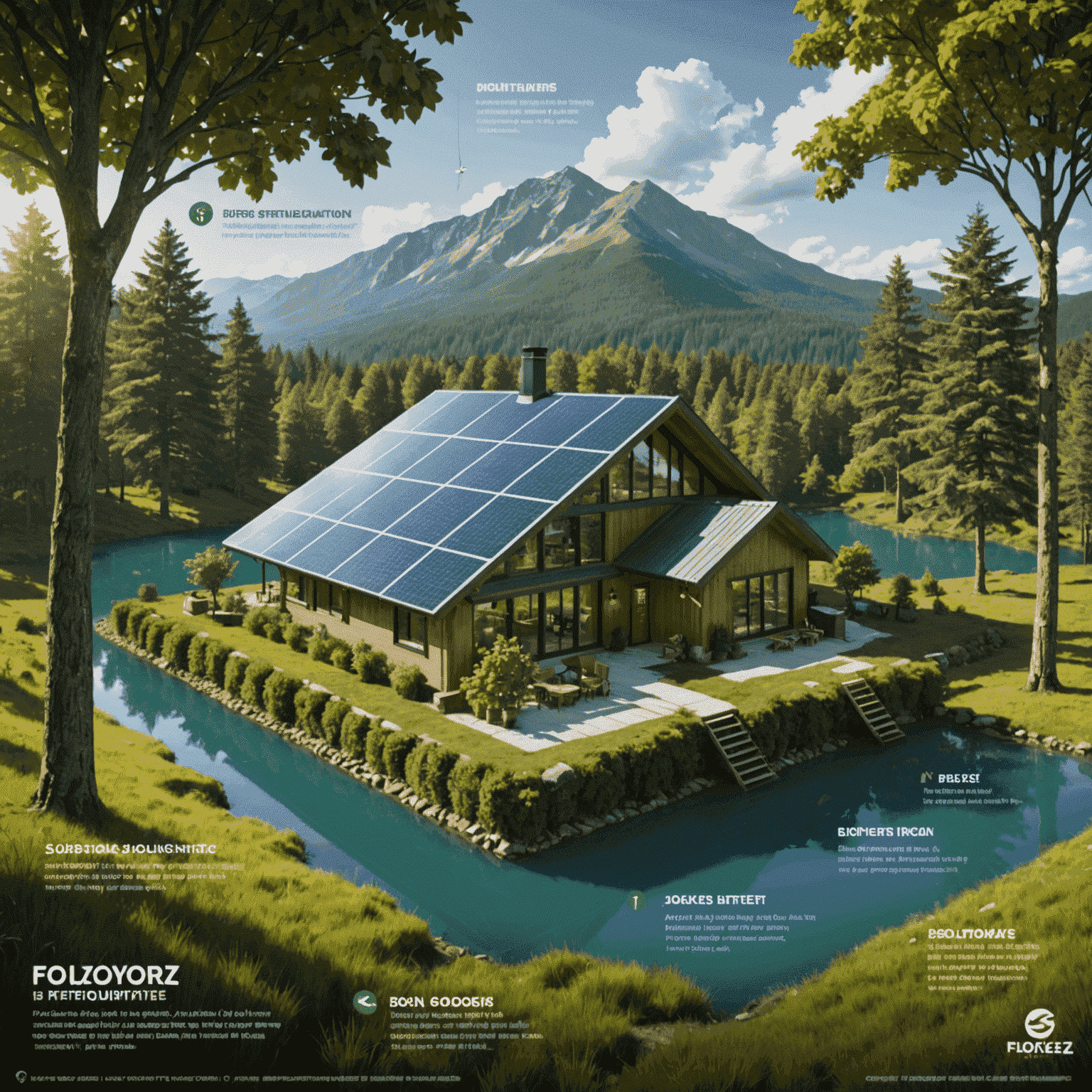 Infographic showing Flockerz Air's sustainability initiatives, including renewable energy projects and reforestation efforts