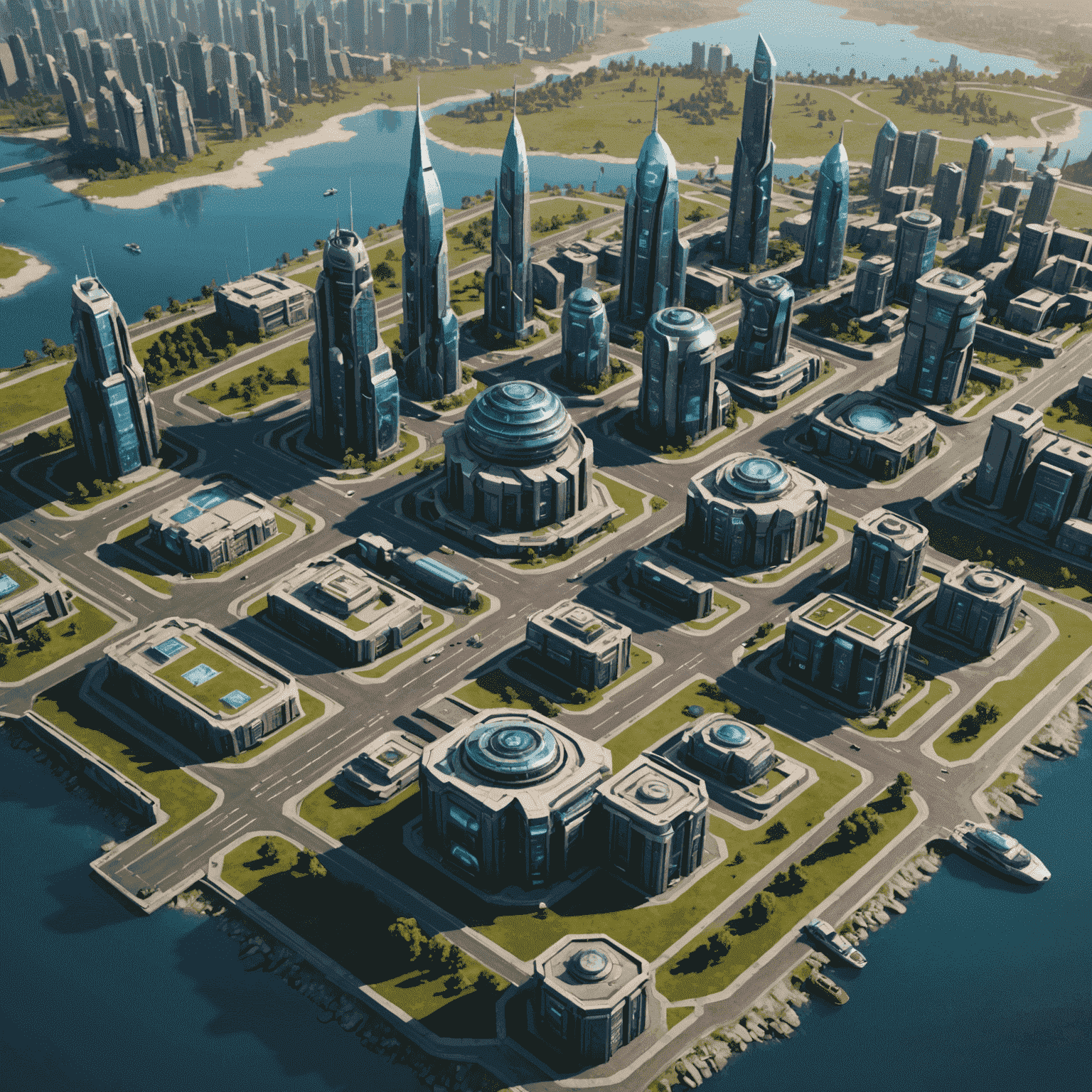 Strategy game screenshot with a futuristic city-building interface